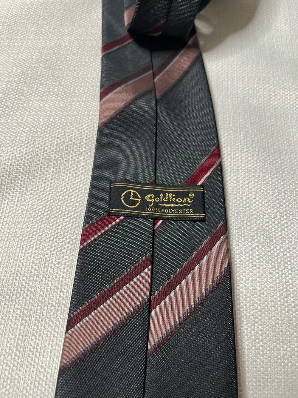 Vintage Goldlion Striped Tie Charcoal Burgundy Old Money Grandpacore Ivy League